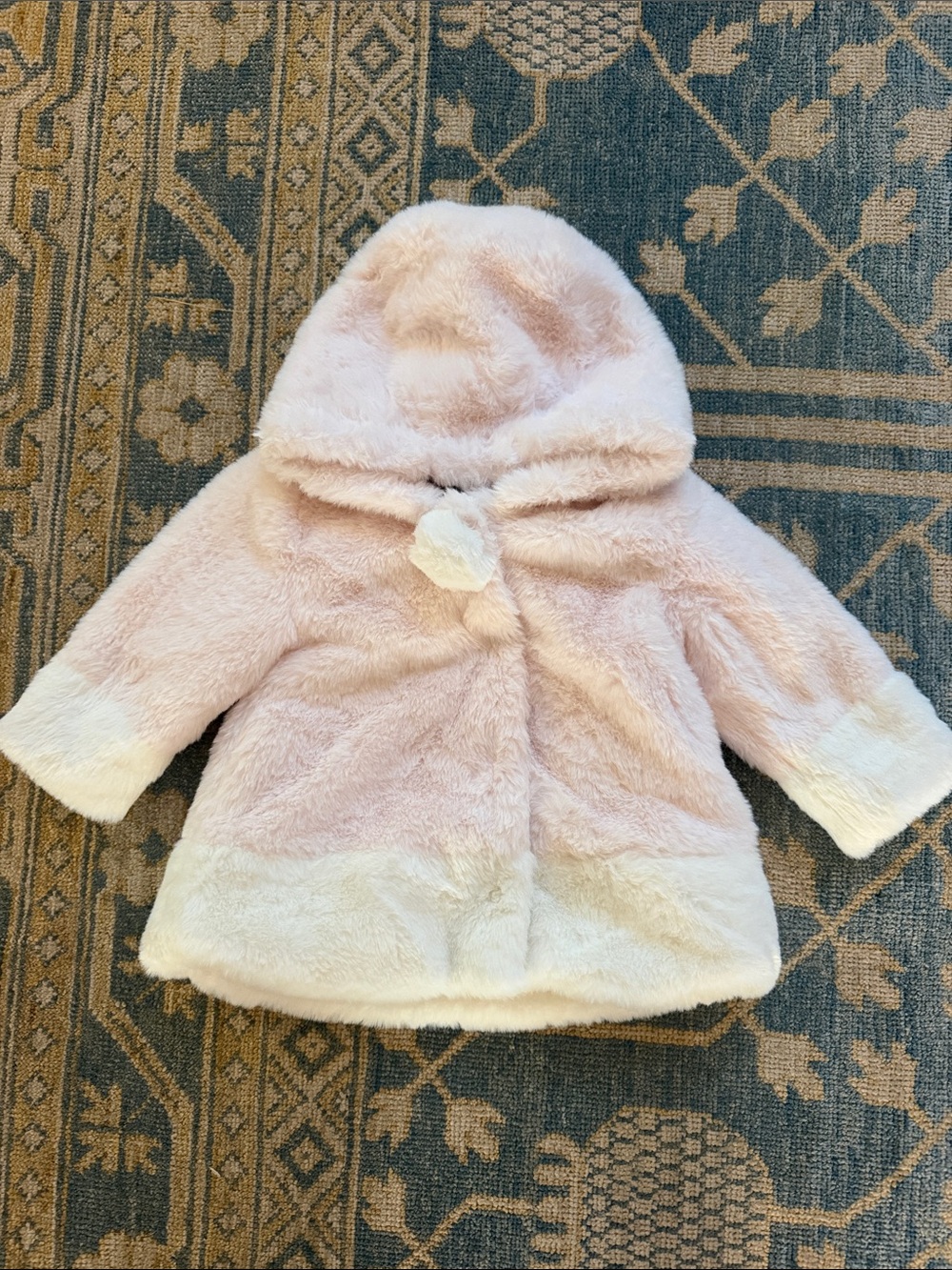 Cozy Faux Fur Hooded Puffer Coat for Kids - Pink & Cream